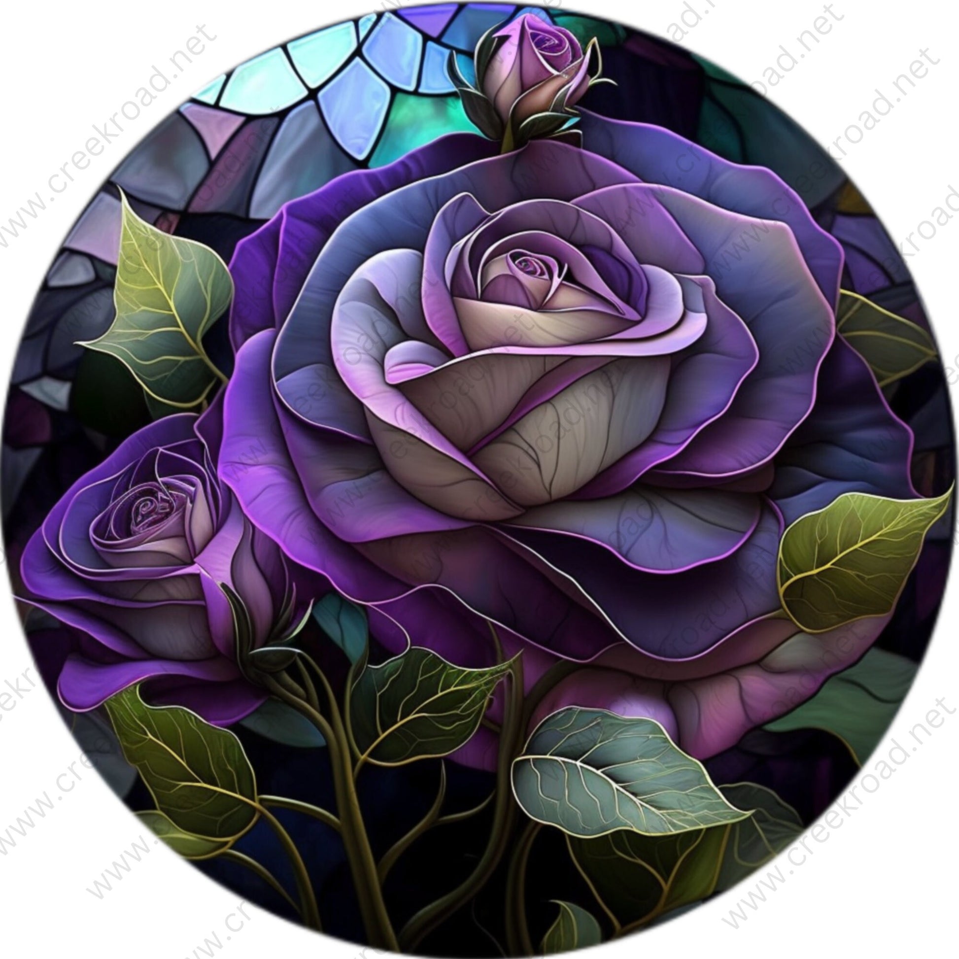 Beautiful Purple Rose Wreath Sign-Sublimation-Round-Spring-Summer-Decor