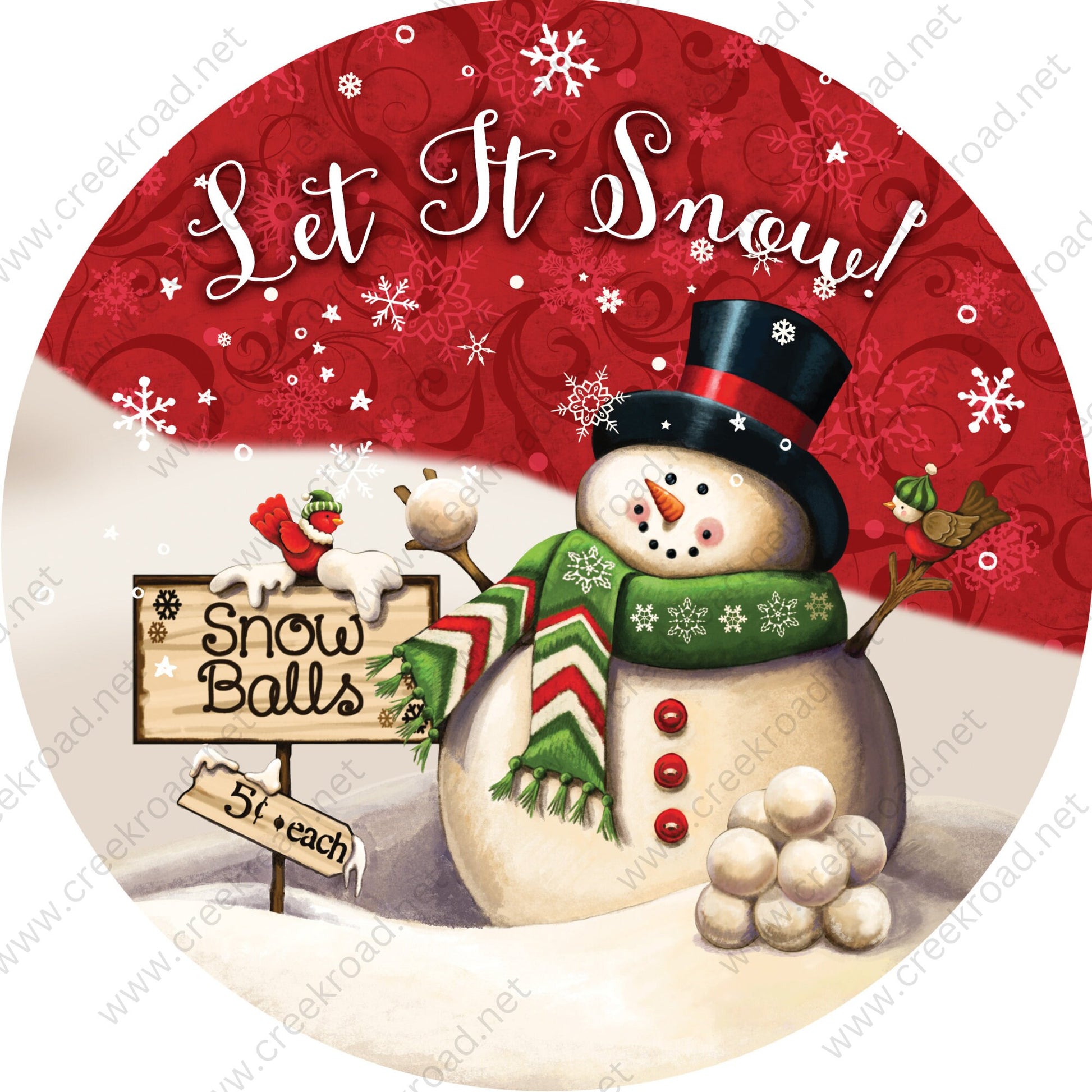 Let It Snow Snowman Selling Snowballs Wreath Sign-Christmas-Sublimation-Attachment-Decor