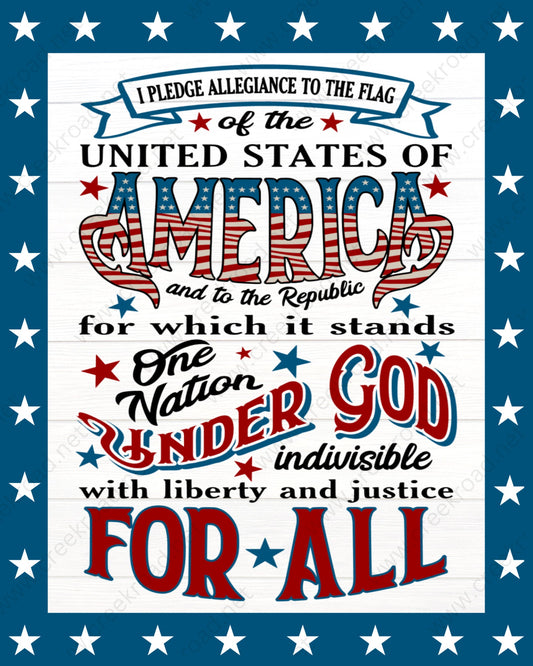 Pledge Of Allegiance Patriotic Wreath Sign-8"x10" Square-Sublimation-Decor-