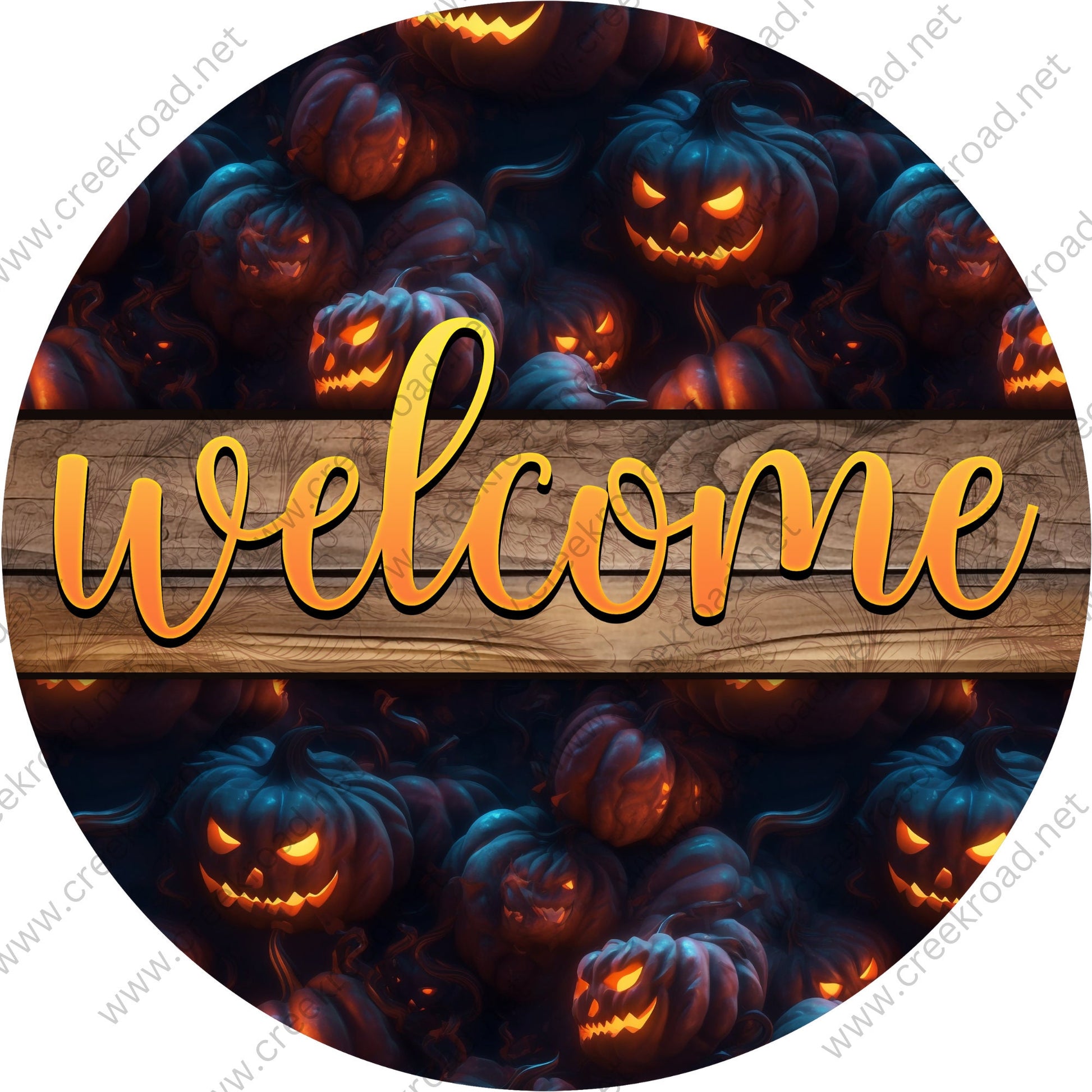 Welcome JackOLanterns Wreath Sign-Halloween-Sublimation-Decor-Creek Road Designs