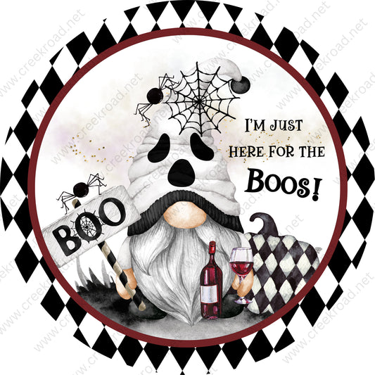 I'm Just Here for the Boos Gnome Wreath Sign-Halloween-Sublimation-Decor-Creek Road Designs