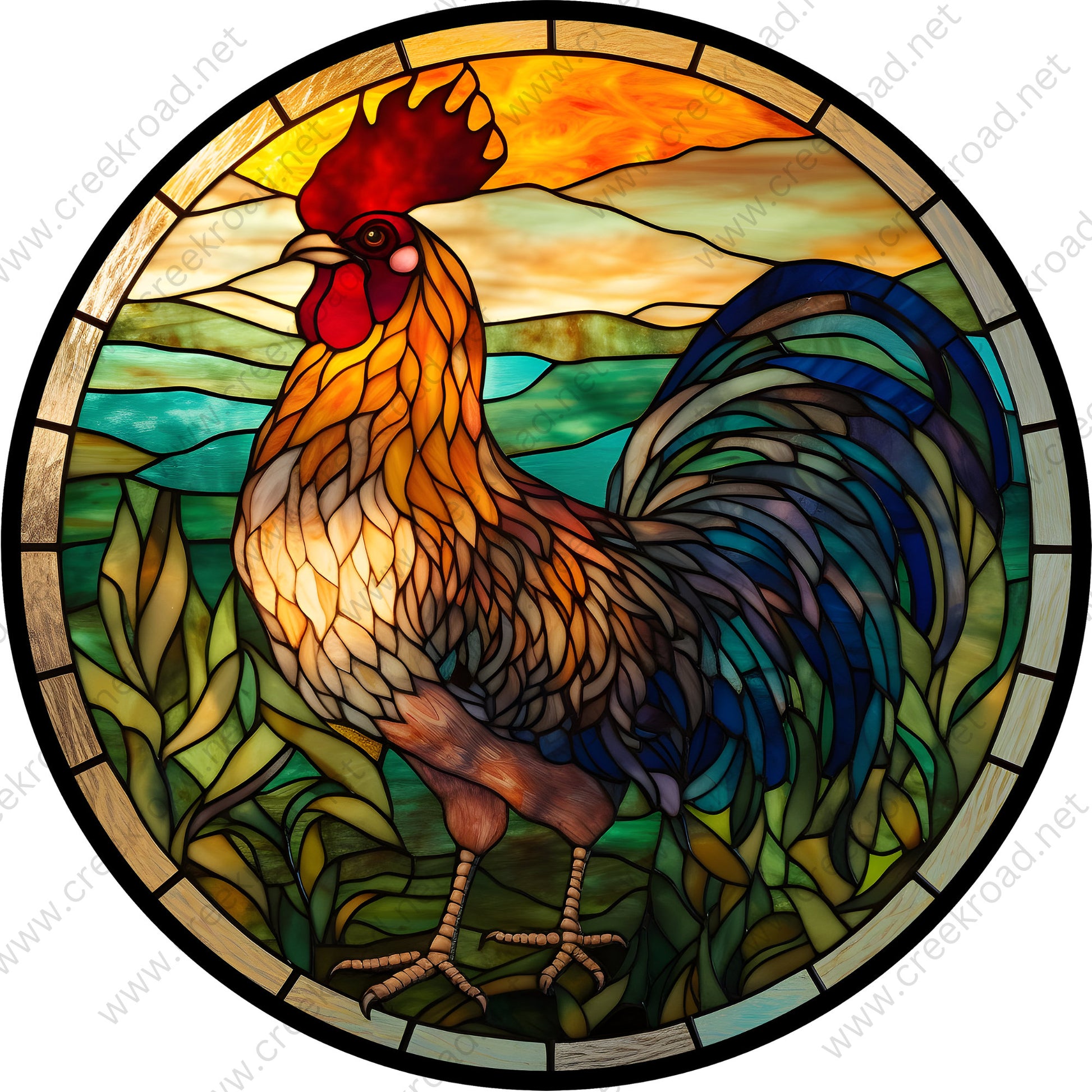 Morning Rooster Wreath Sign-Round-Sublimation-Farm-Decor