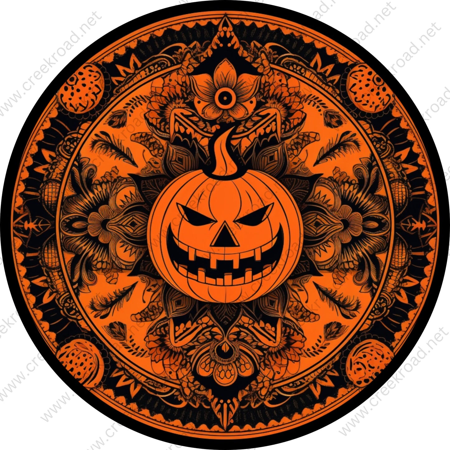 Orange Pumpkin Zodiac Wreath Sign-Halloween-Sublimation-Decor-Creek Road Designs