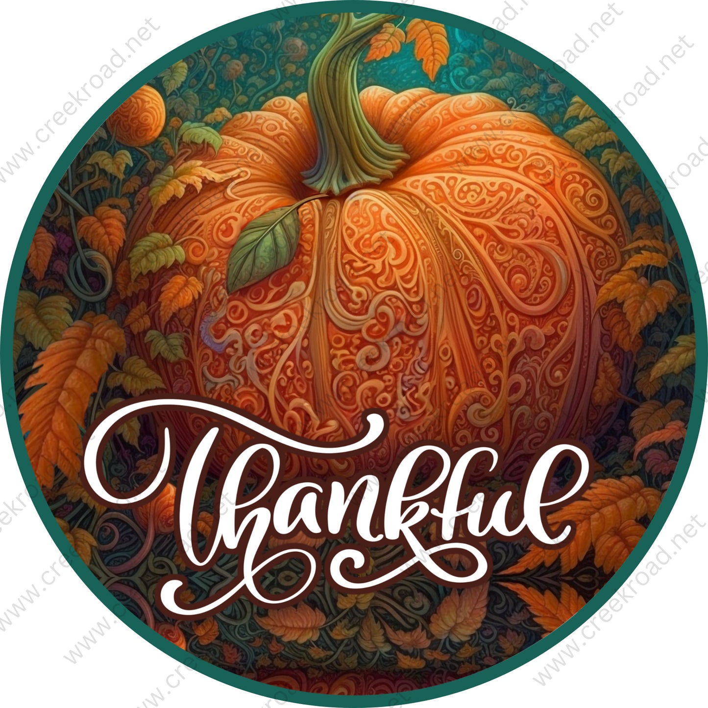 Thankful Ornate Fall Pumpkin Wreath Sign-Fall-Sublimation-Attachment-Round-Creek Road Designs