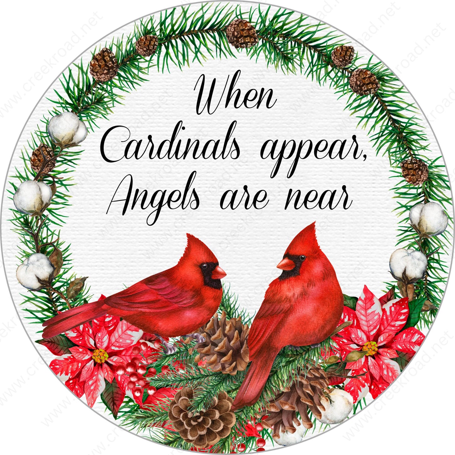 When Cardinals Appear Angels are Near Wreath Sign-Sublimation-Round-Christmas-Decor