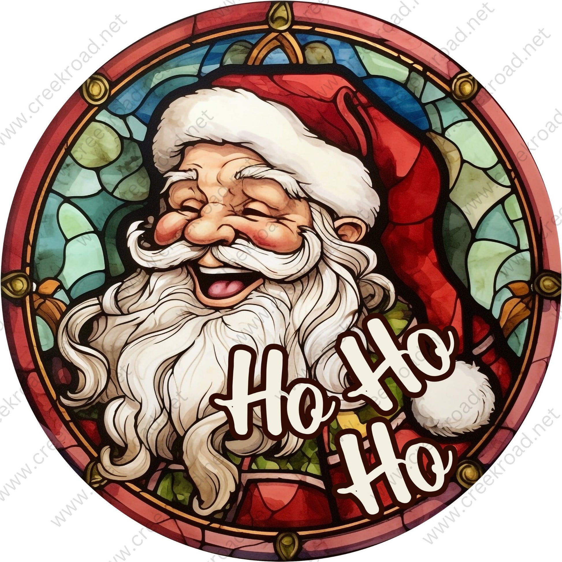 Ho Ho Ho Vintage Santa Claus Wreath Sign-Sublimation-Round-Christmas-Decor