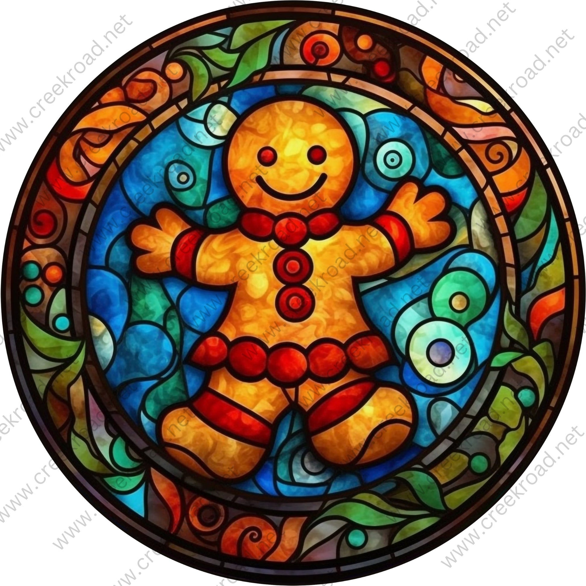 Colorful Christmas Gingerbread Man Wreath Sign-Holiday-Sublimation-Attachment-Decor