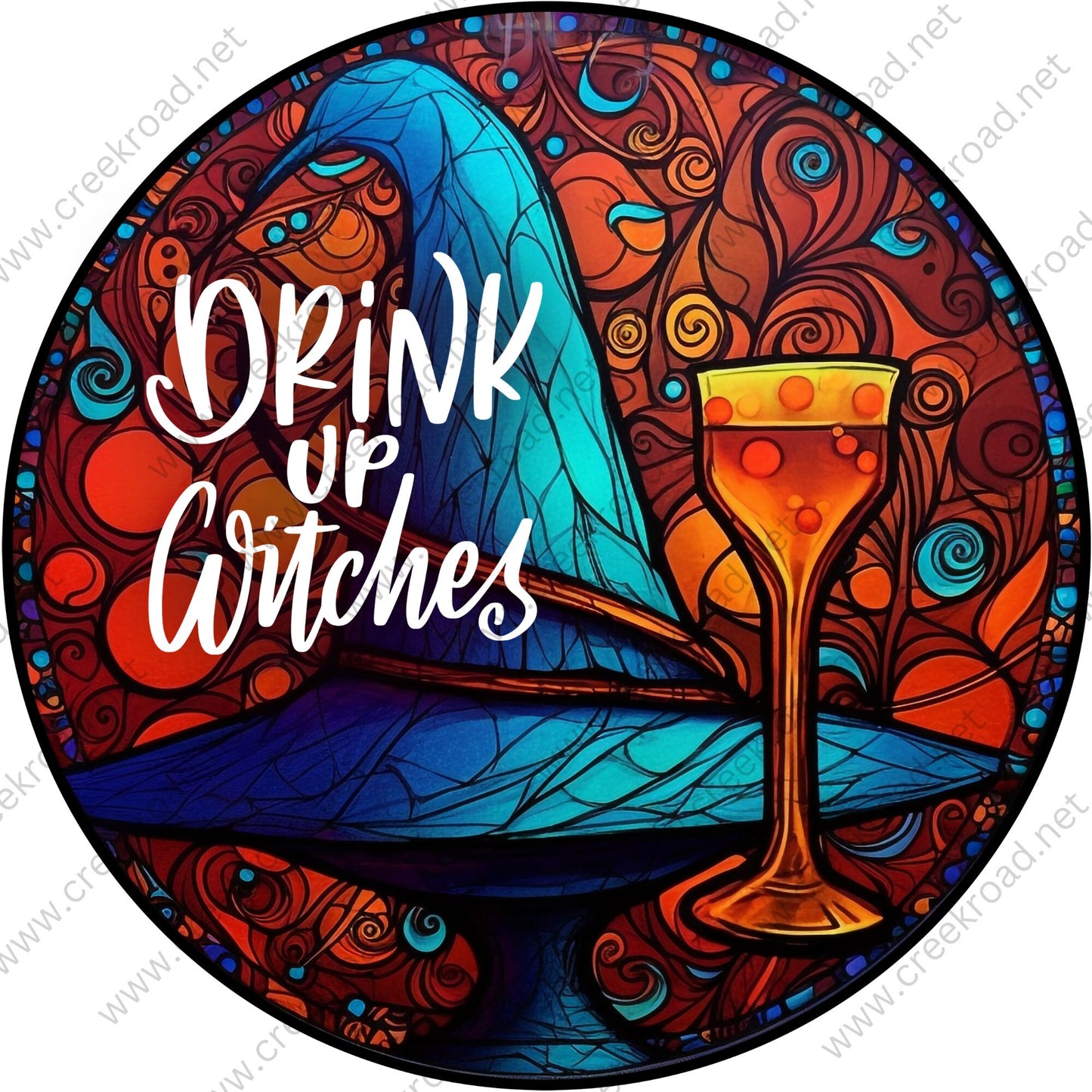 Drink Up Witches Wreath Sign-Halloween-Sublimation-Decor-Creek Road Designs