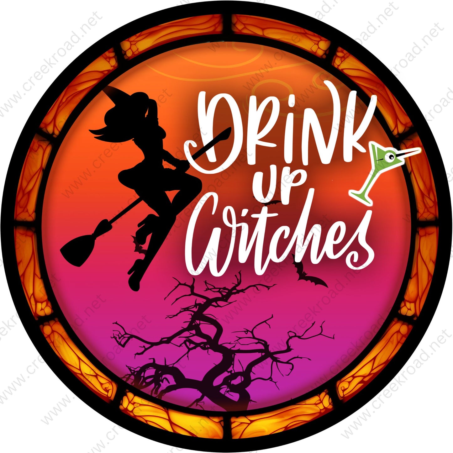 Drink Up Witches Wreath Sign-Halloween-Sublimation-Decor-Creek Road Designs