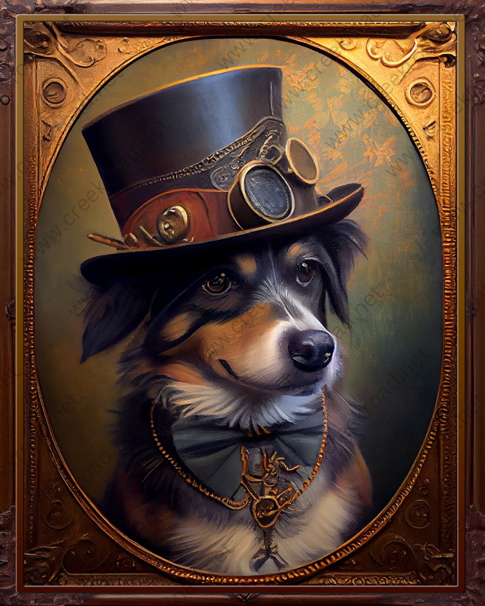 Steampunk Dog 6 Wreath Sign-8"x10" Rectangle-Pet-Dog-Sublimation-Aluminum-Attachment-Decor