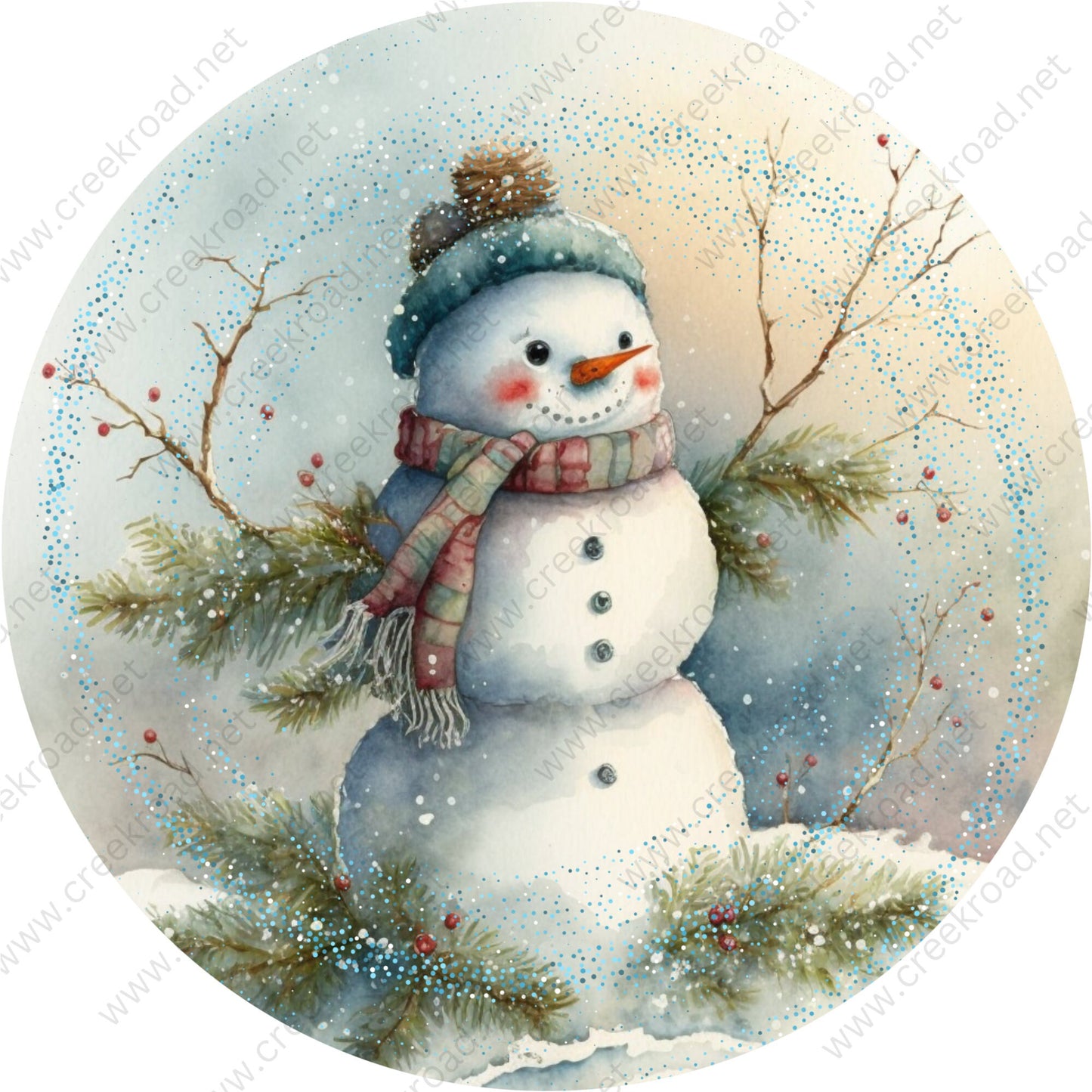 Smiling Snowman with Scarf Wreath Sign-Christmas-Sublimation-Attachment-Decor