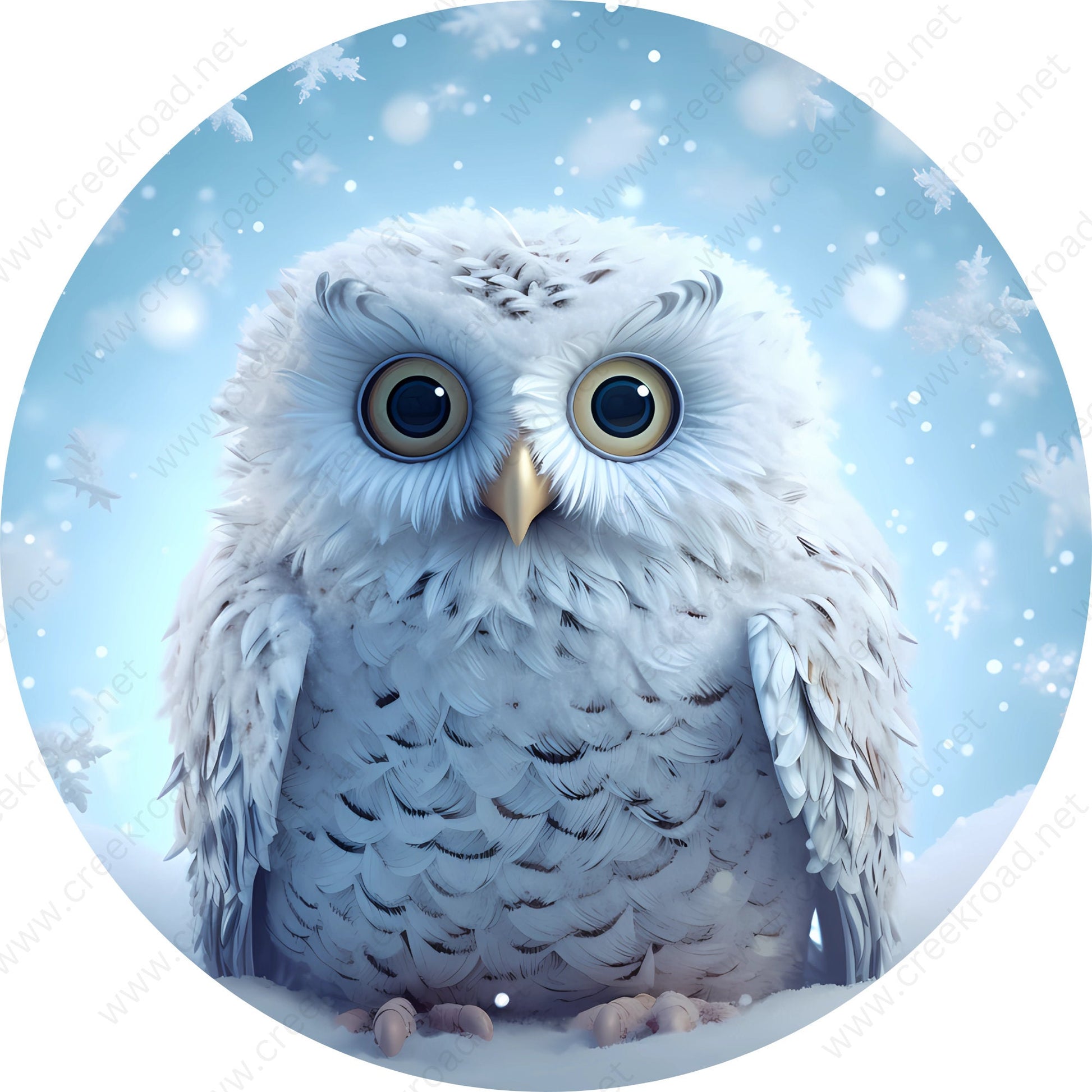 Christmas Snow Owl Wreath Sign-PICK YOUR BORDER-Holiday-Sublimation-Attachment-Decor