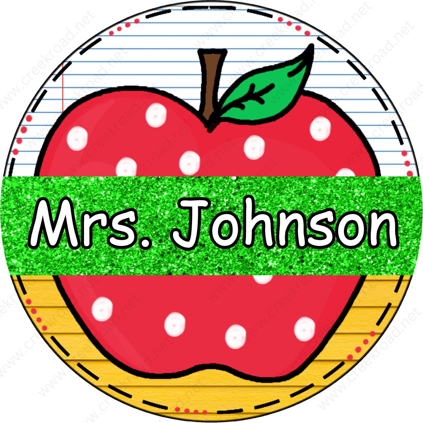 Personalized Apple Teacher Wreath Sign-Round-Sublimation-Decor