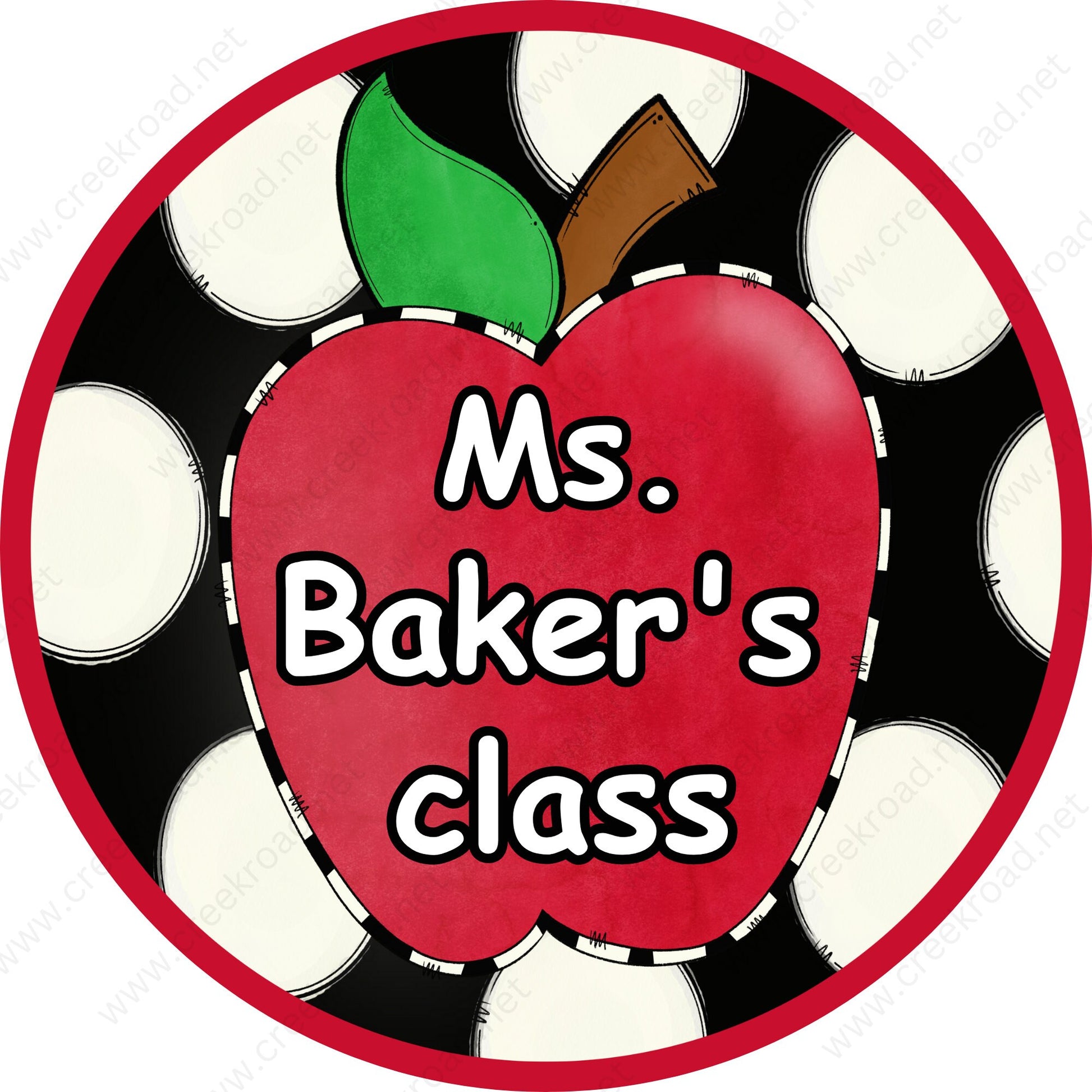 Personalized Apple Teacher Wreath Sign-Round-Sublimation-Decor