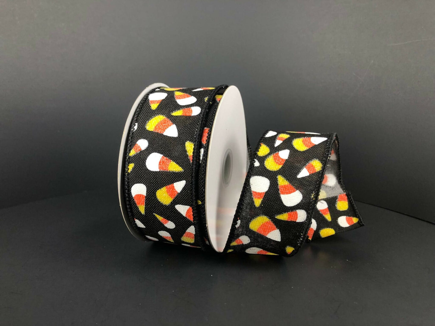 1.5" X 10Yd Wired Ribbon-Candy Corn Ribbon-51212-09-20-Black Yellow Orange White-Halloween