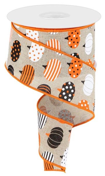 2.5" X 10Yd Wired Ribbon-Patterned Pumpkins-RGC170518-Fall