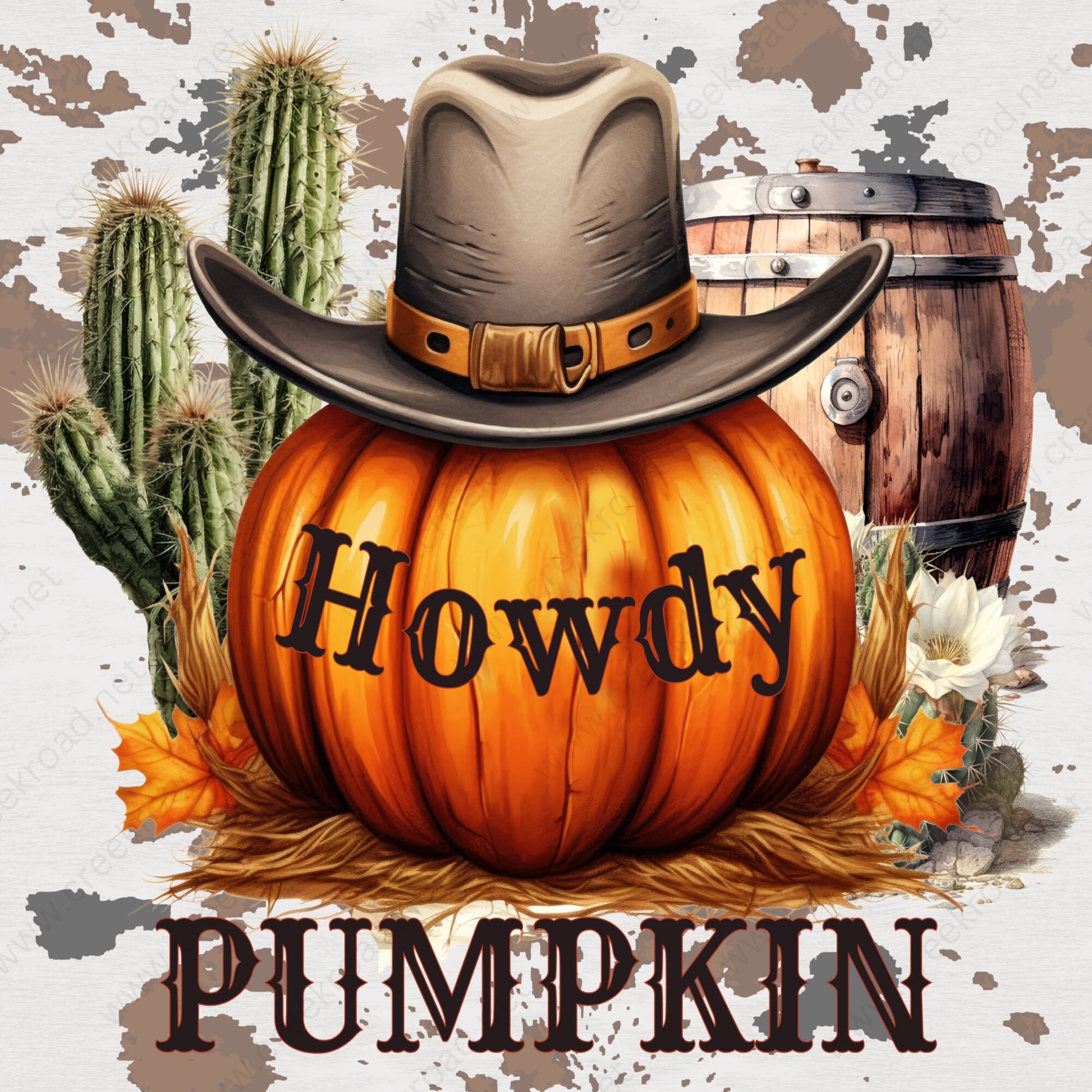 Howdy Pumpkin Cowboy Pumpkin Cactus Wreath Sign-10" x 10" Square- Sublimation-Fall-Decor