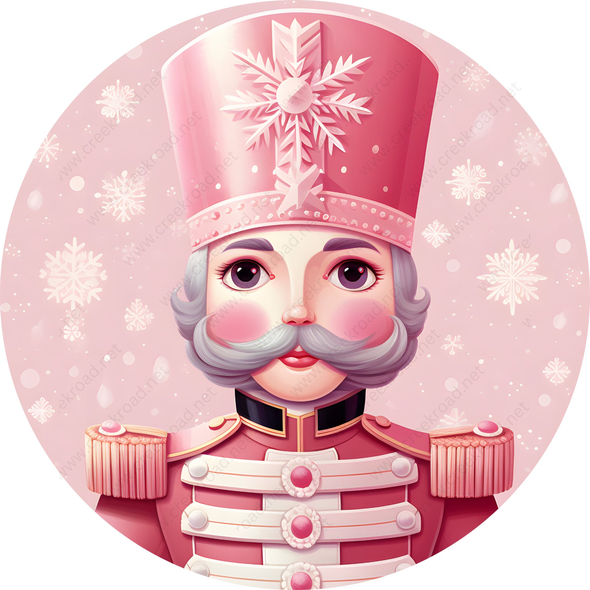 Nutcracker Ballet Mouse King Pink Wreath Sign-Sublimation-Round-Chistmas-Winter-Decor