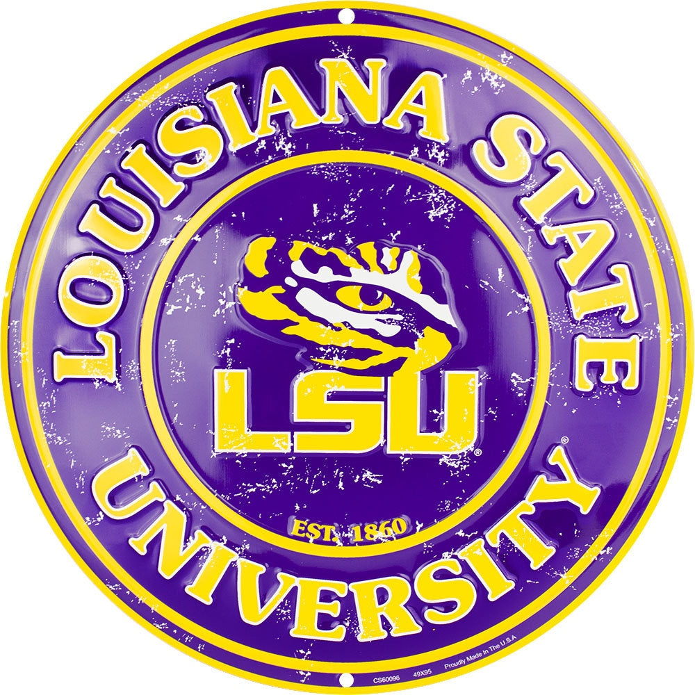 12" Diameter Louisiana State University Tigers Officially Licensed Collegiate Sign-Sports-College