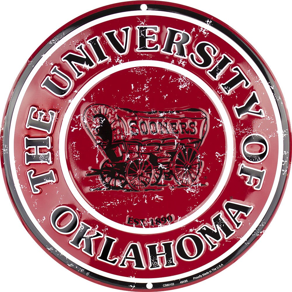 12" Diameter University of Oklahoma Sooners Officially Licensed Collegiate Sign-Sports-College