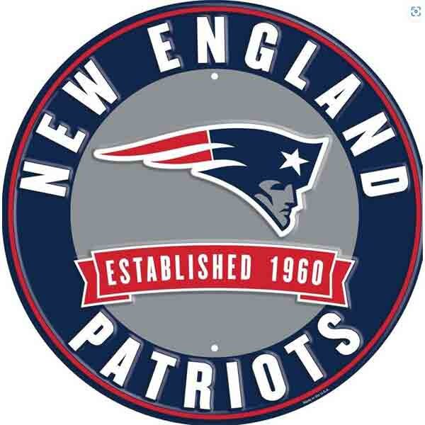 12" Diameter New England Patriots Officially Licensed Pro Football Sign-Sports-