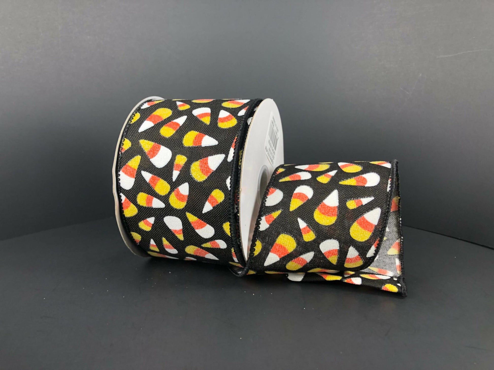 2.5" X 10Yd Wired Ribbon-Candy Corn Ribbon-51212-40-20-Black Yellow Orange White-Halloween