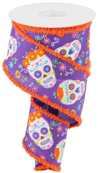 2.5" X 10Yd Wired Ribbon-Day Of The Dead/Drift-RGA819923-Fall