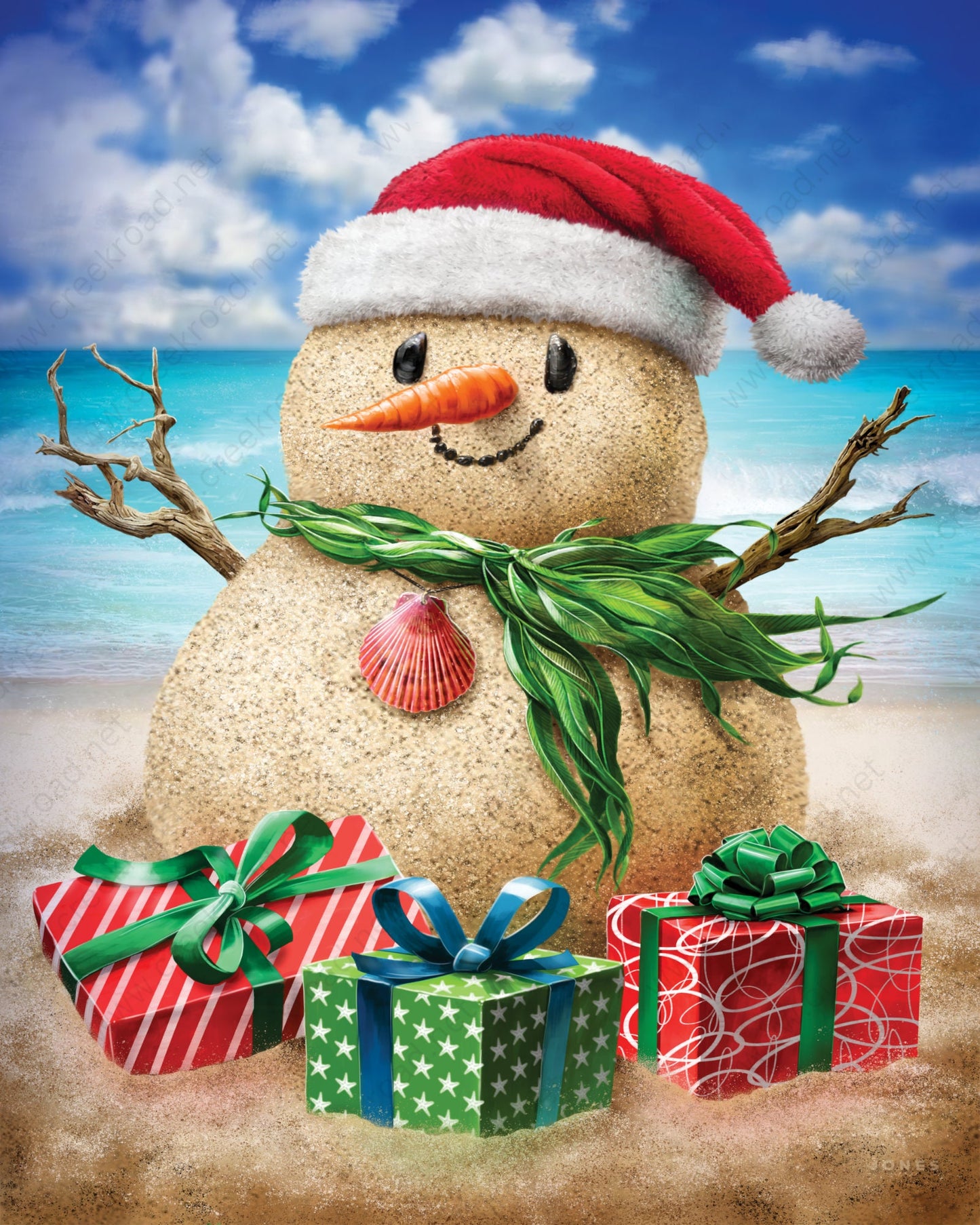 Sand Snowman at the Beach Wreath Sign 8"x10"-Holiday-Sublimation-Attachment-Decor