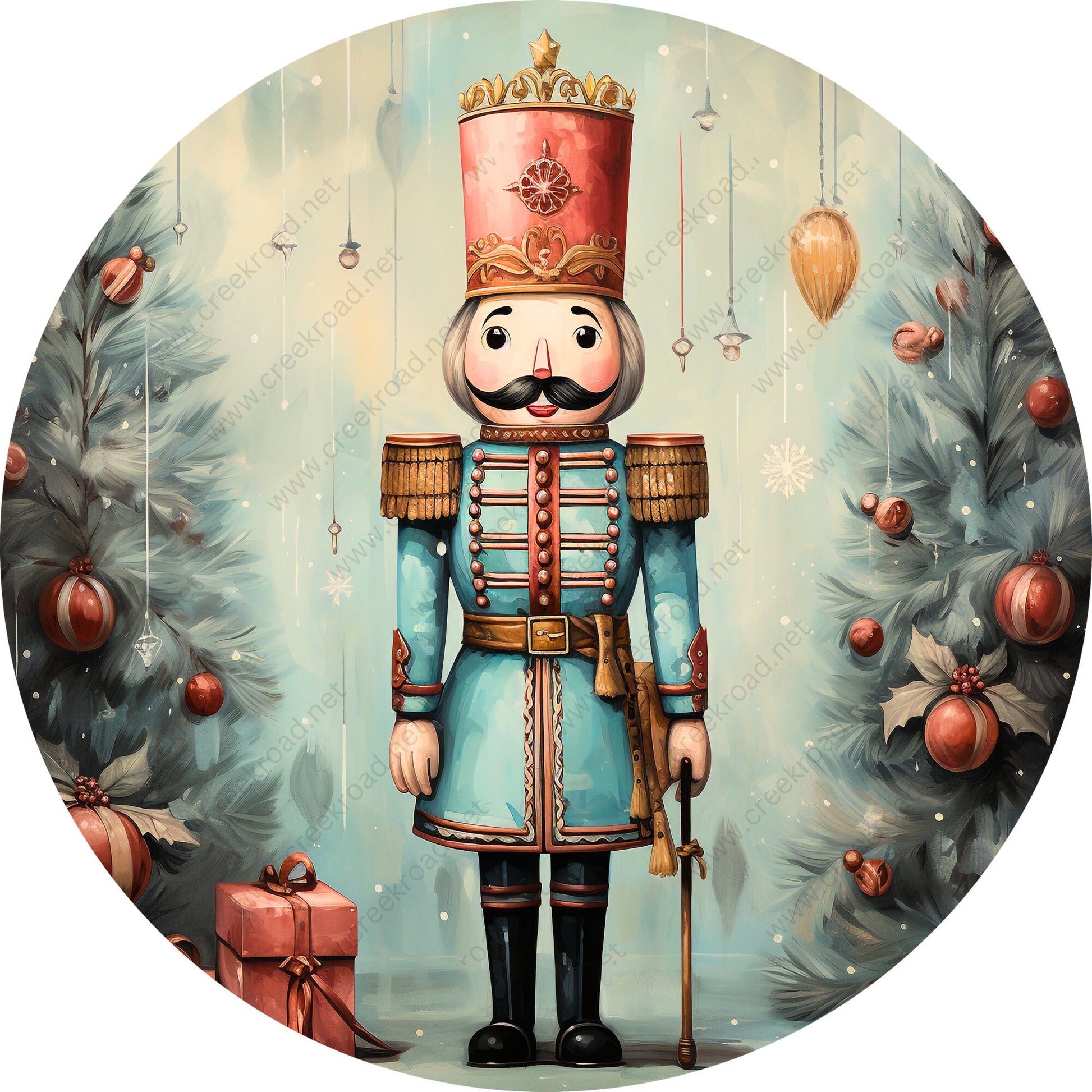 Christmas Nutcracker Stands Guard Wreath Sign-Holiday-Sublimation-Attachment-Decor