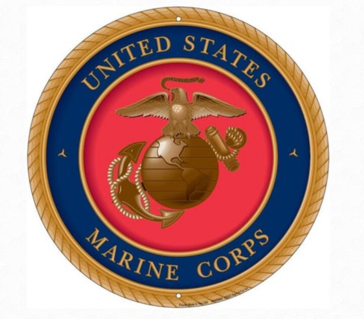 12" Diameter Marines Eagle Globe Round Sign-Military-