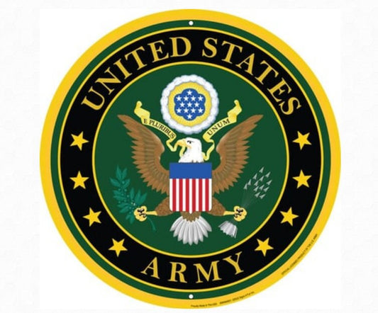 12" Diameter Army Emblem Round Sign-Military-