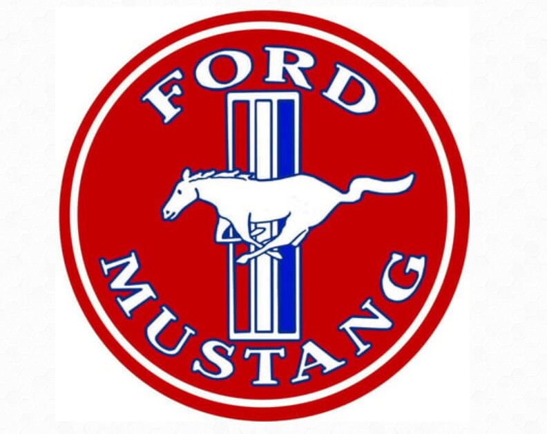 Ford Mustang Red Round Sign - 12" diameter