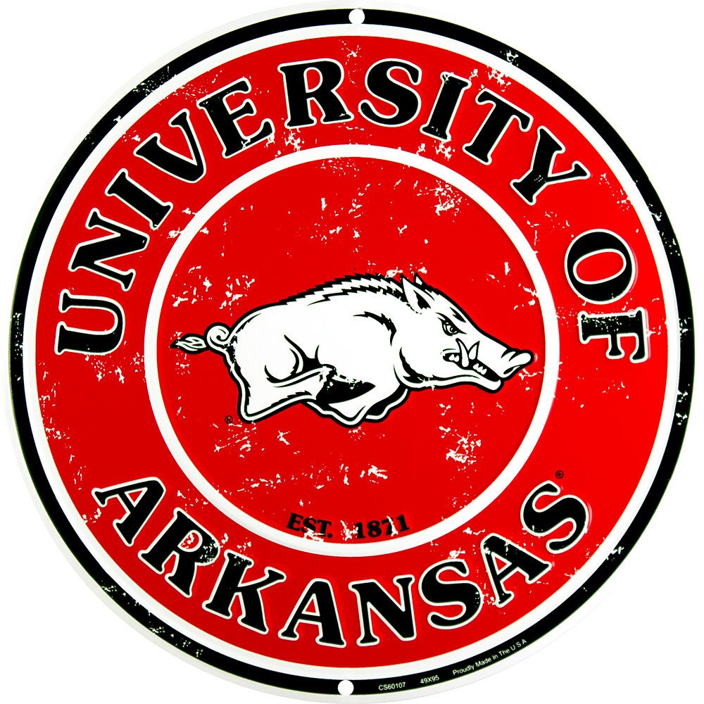 12" Diameter University of Arkansas Razorbacks Officially Licensed Collegiate Sign-Sports-College