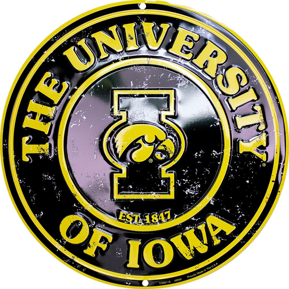 12" Diameter University of Iowa Hawkeyes Officially Licensed Collegiate Sign-Sports-College