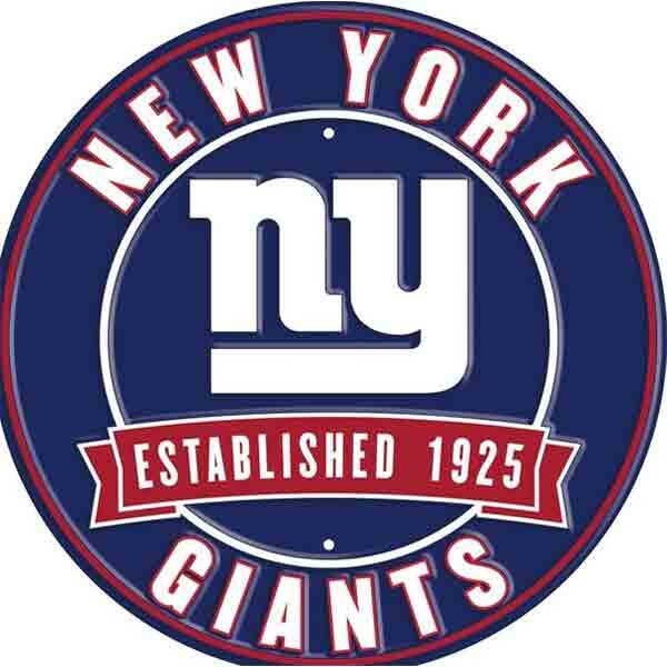 12" Diameter New York Giants Officially Licensed Pro Football Sign-Sports-