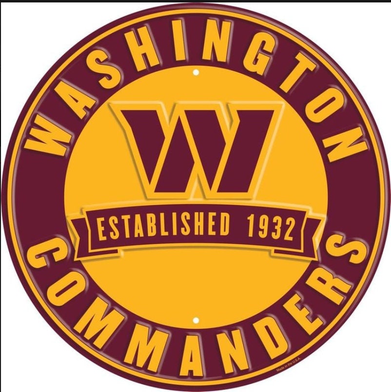 12" Diameter Washington Commanders Officially Licensed Pro Football Sign-Sports