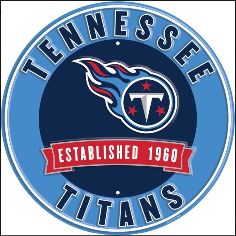 12" Diameter Tennessee Titans Officially Licensed Pro Football Sign-Sports