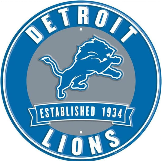 12" Diameter Detroit Lions Officially Licensed Pro Football Sign-Sports