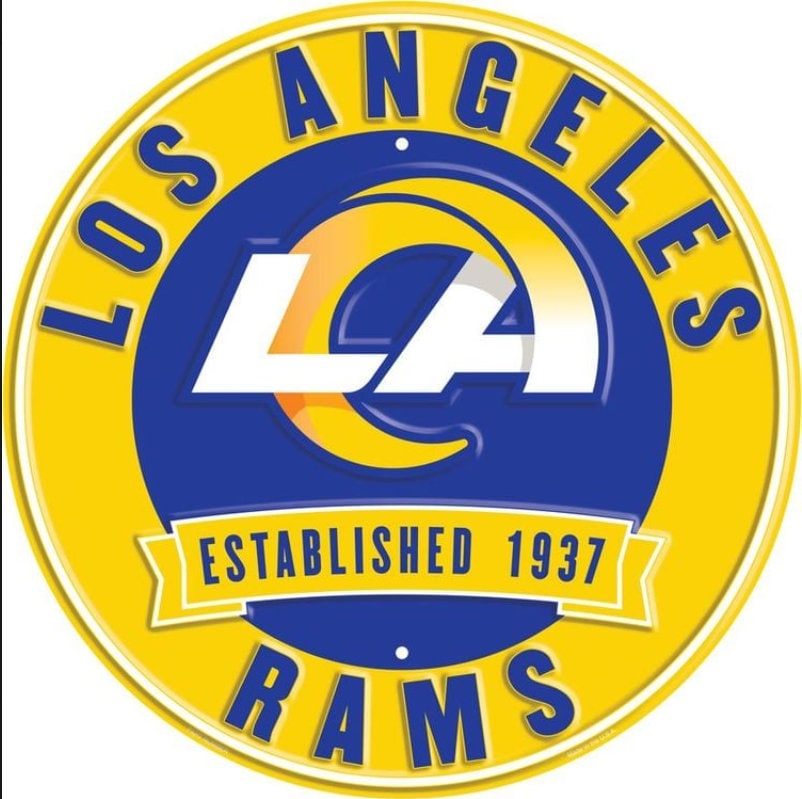 12" Diameter Los Angeles Rams Officially Licensed Pro Football Sign-Sports