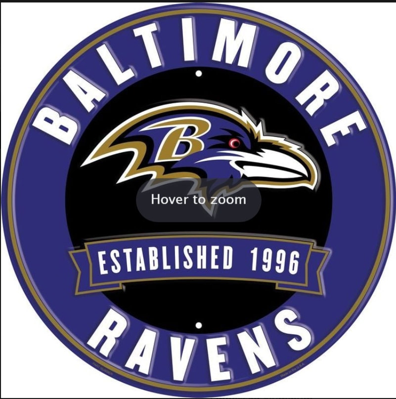 12" Diameter Baltimore Ravens Officially Licensed Pro Football Sign-Sports