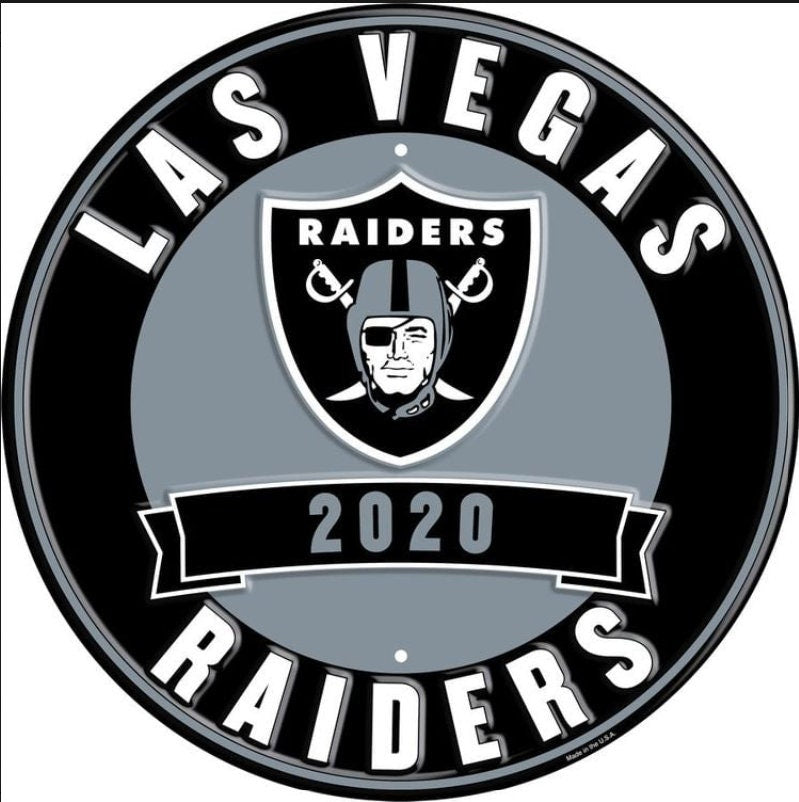 12" Diameter Las Vegas Raiders Officially Licensed Pro Football Sign-Sports