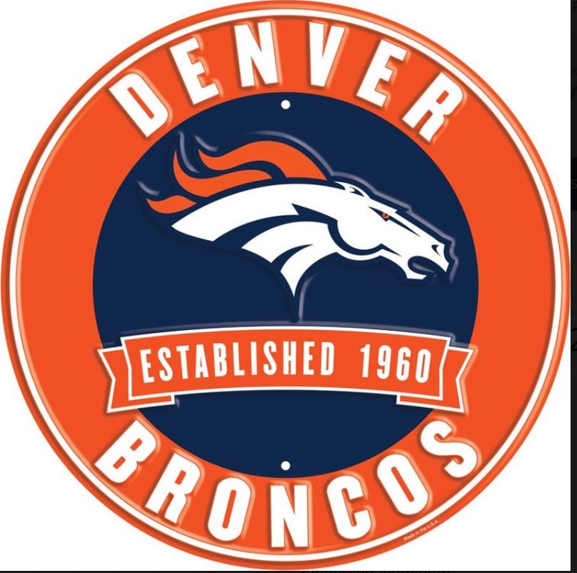 12" Diameter Denver Broncos Officially Licensed Pro Football Sign-Sports