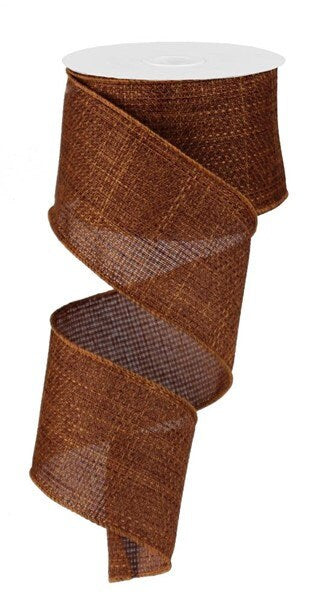 2.5" X 10Yd Wired Ribbon-Cross Royal Burlap Rust-RG121274-Fall