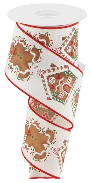 2.5" X 10Yd Wired Ribbon-Gingerbread Man/House-RGC171638-Christmas