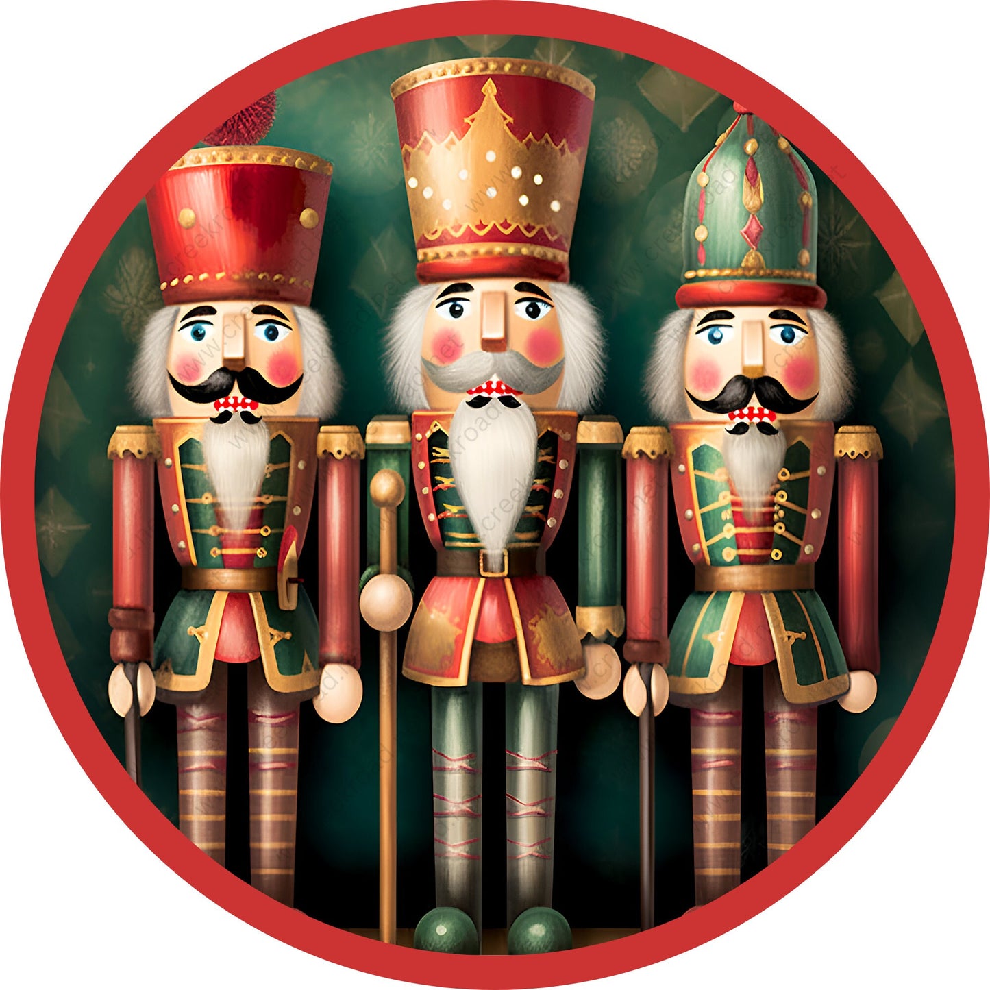 Three Christmas Nutcrackers Wreath Sign-Sublimation-Round-Christmas-Winter-Decor