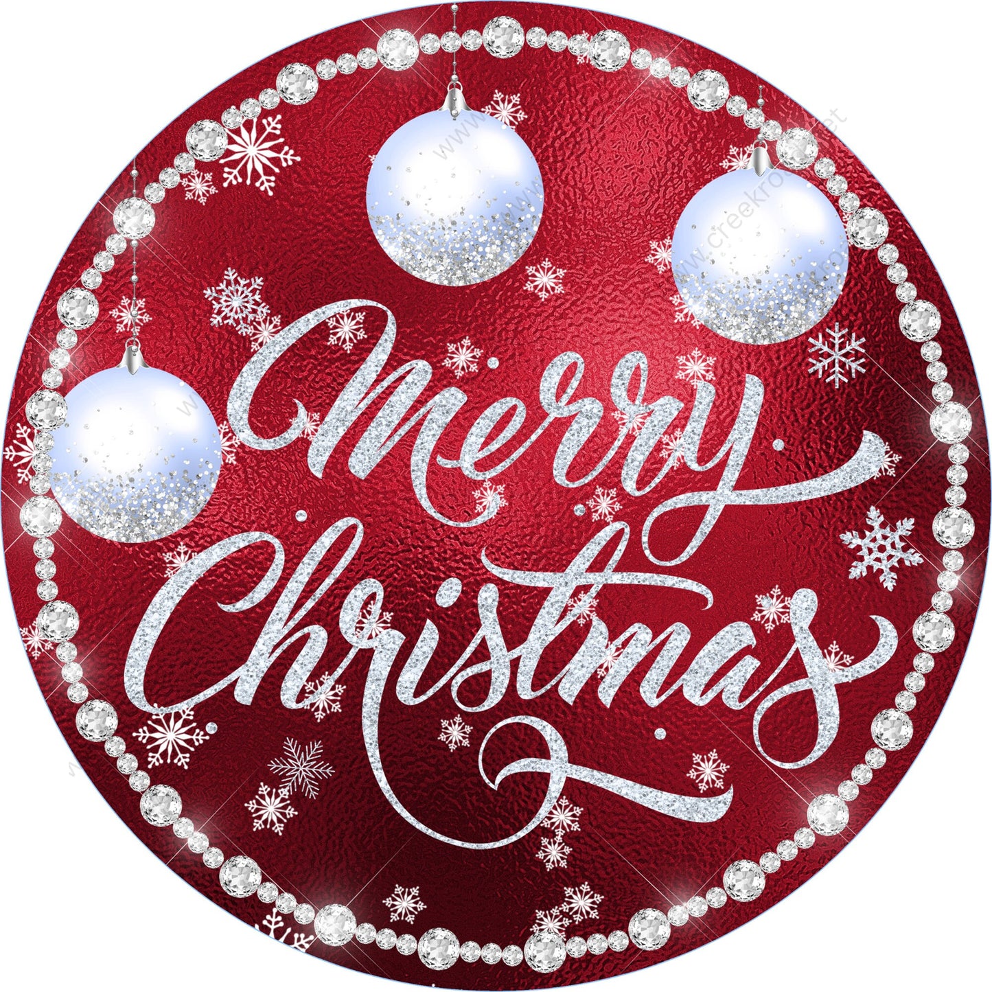 Merry Christmas Ornaments Red Wreath Sign-Sublimation-Round-Christmas-Winter-Decor