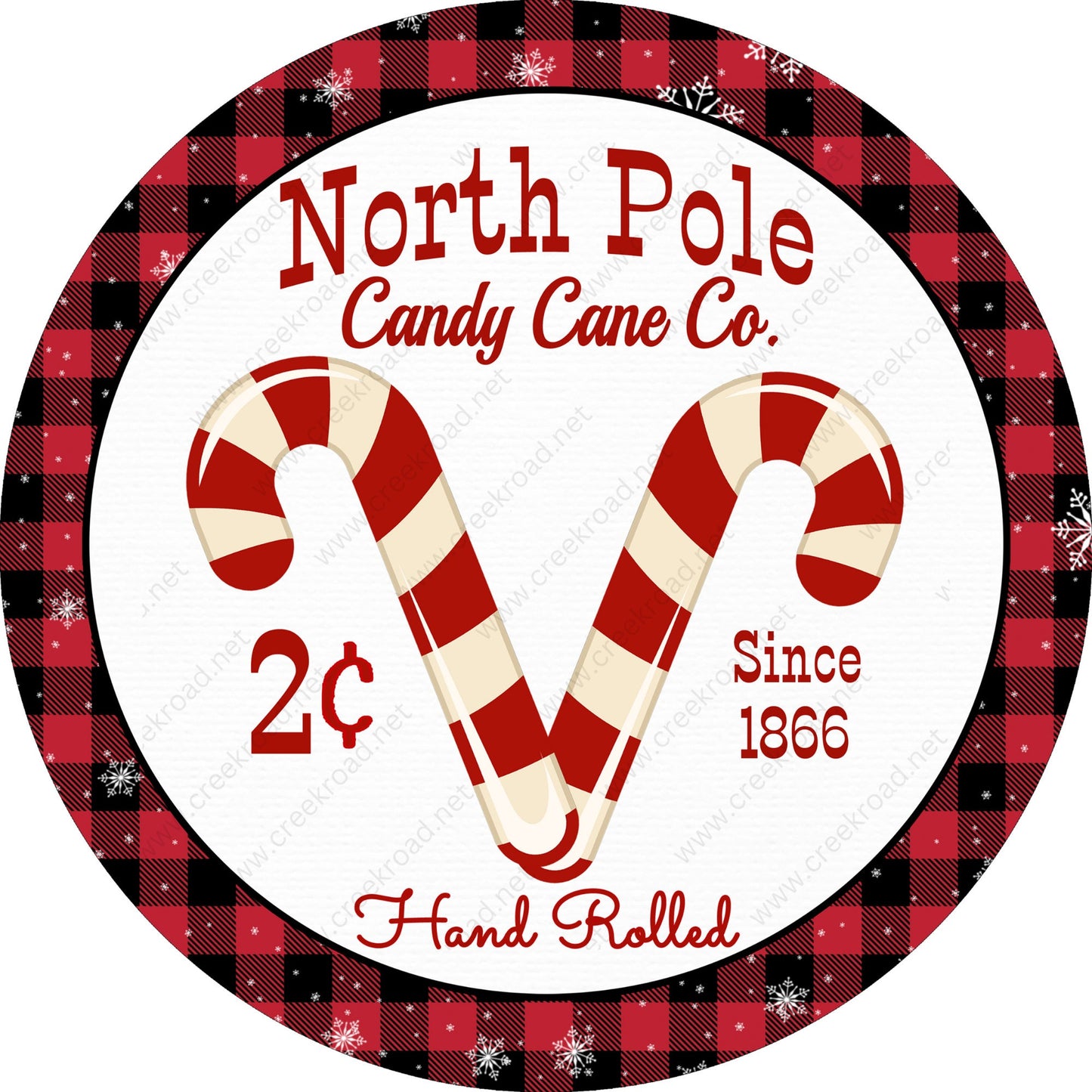 North Pole Candy Cane Company Wreath Sign-Sublimation-Round-Christmas-Winter-Decor