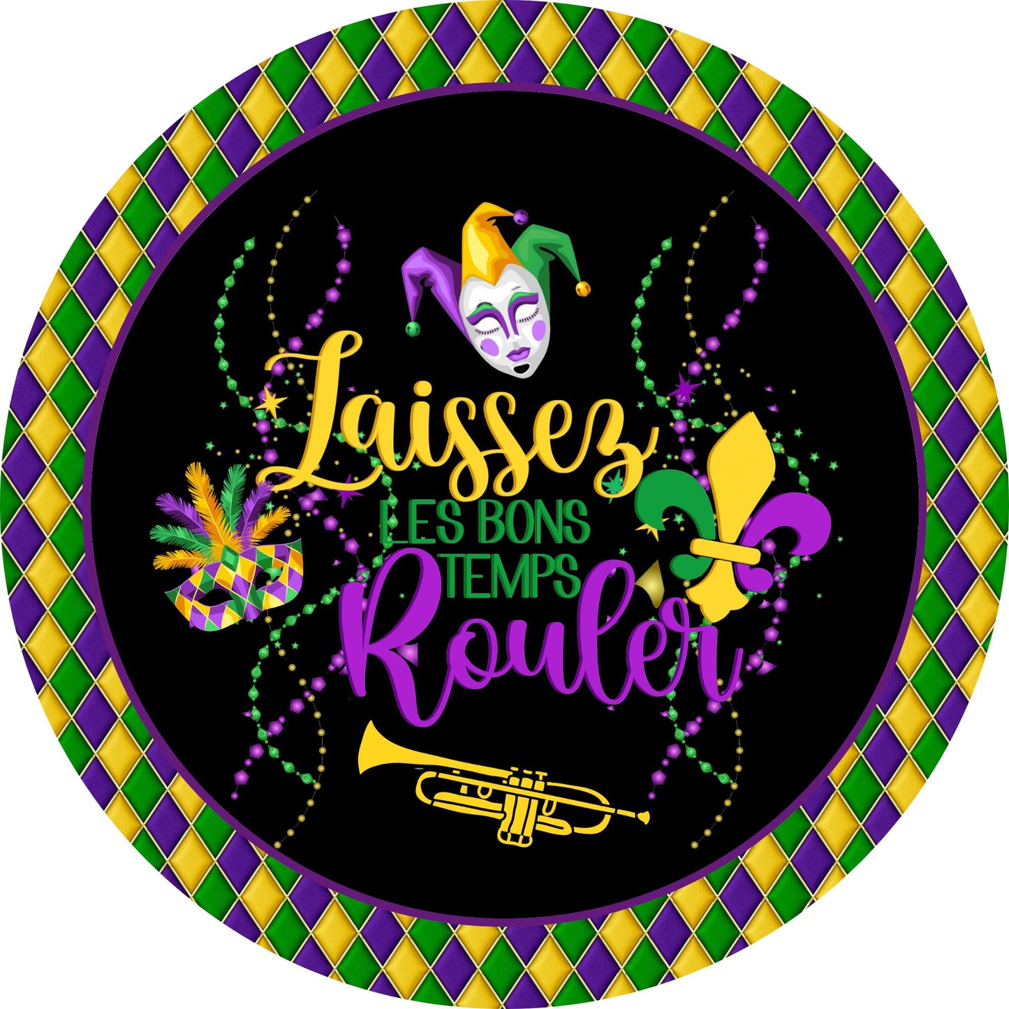 Laissez Les Bons Temps Rouler Mardi Gras Sign -Let the Good Times Roll- Mardi Gras Sign - Purple, Green, and Gold- Metal Sign