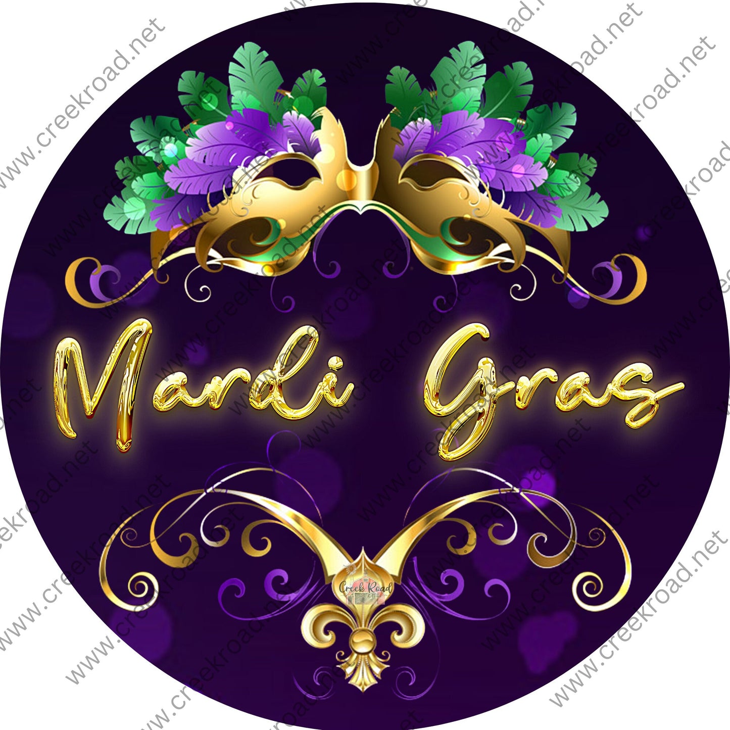 Mardi Gras Color Mask Wreath Sign - Mardi Gras Sign - Louisiana- New Orleans - Purple, Green, and Gold