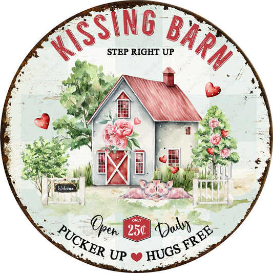 Kissing Barn Step Pucker Up Hugs Free Wreath Sign-Valentine-Heart-Decor